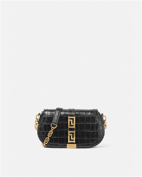 versace handtasche schwarz gold|versace croc shoulder bags.